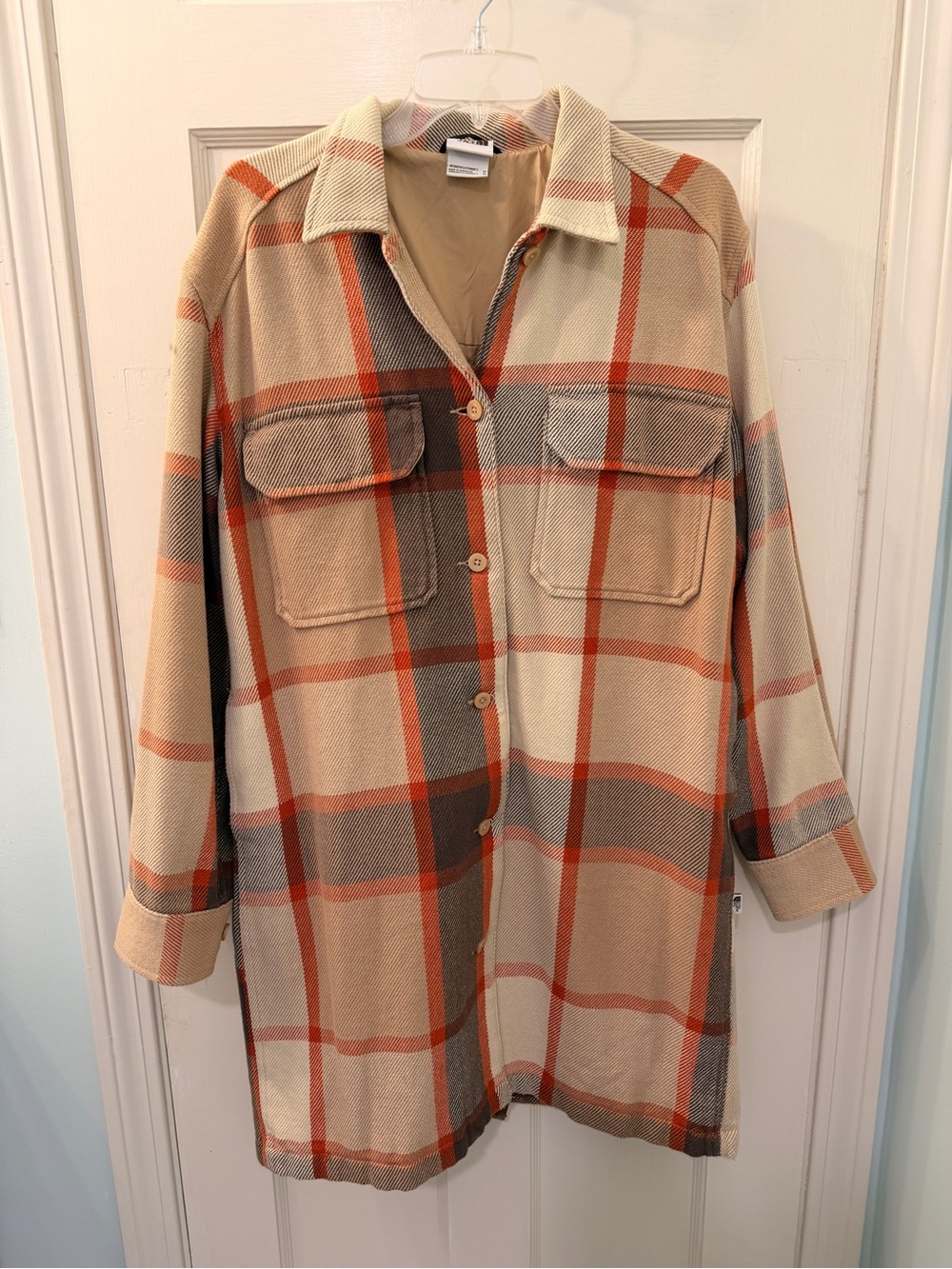 The North Face Beige and Orange Plaid Utility Shacket